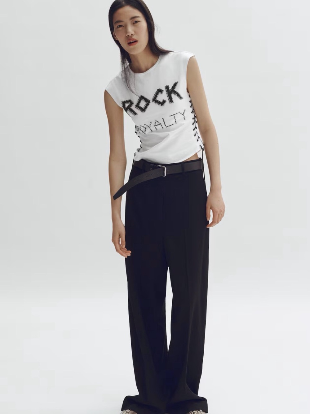 Rock Royalty Lace-Up White Tank Top - Picture 3 of 4